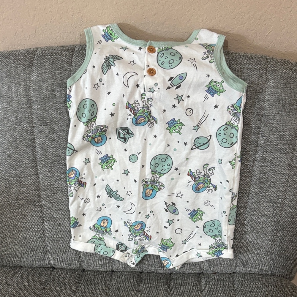 Disney White and Green Space-Themed Bodysuit